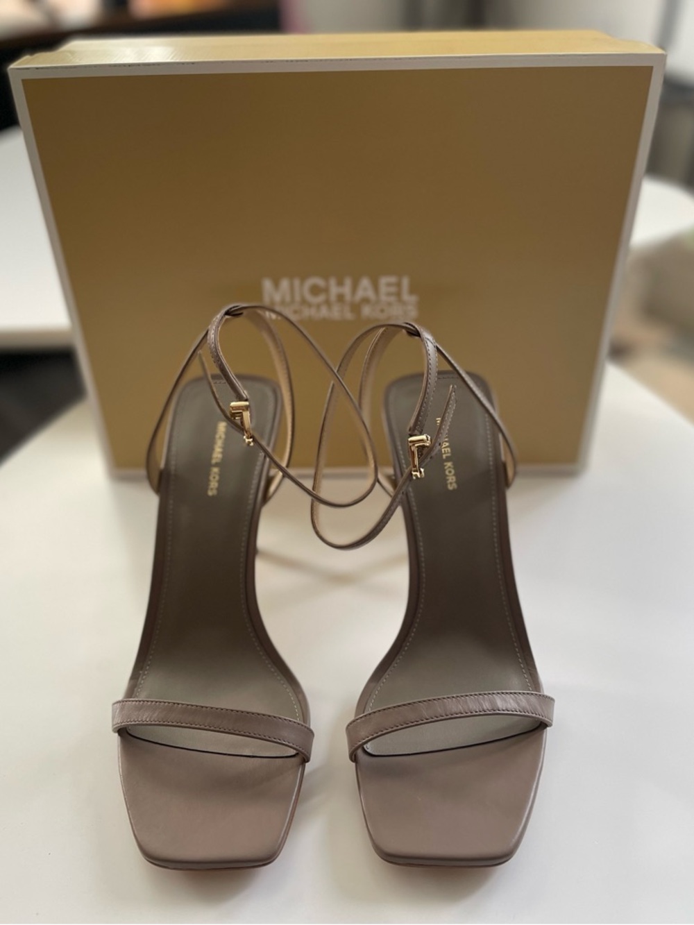 Michael Kors Mauve-Taupe Leather Strappy Heels
